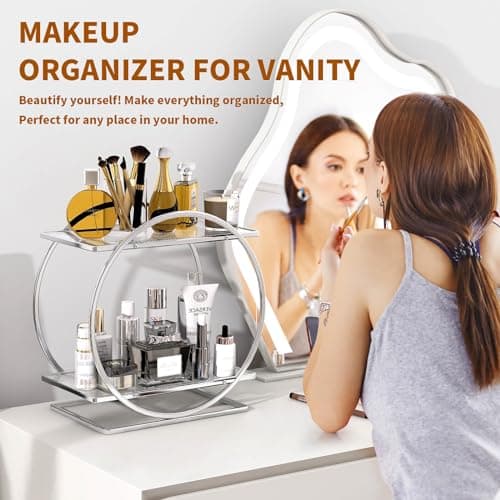 YIWANFW Makeup Perfume Organizer, Sliver 2-Tier Bathroom Counter Organizer - Thumbnail 2