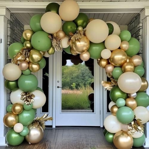 179pcs Sage Green White Sand Gold Balloon Garland Arch Kit for Anniversary Wedding Bridal Shower Birthday Party Decorations