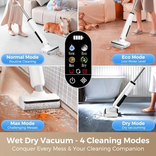 BROBIG Wet Dry Vacuum Mop - Self-Cleaning Floor Washer with 180°Lie-Flat & 0 Hair Tangle, Self-Propelled Edge Cleaning, 60Min Runtime, Designed for Pet Hair, Kids' Spills & Daily Household Cleaning - Thumbnail 5