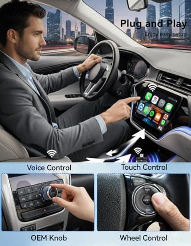 Hyphoon Wireless CarPlay and Android Auto Adapter, USB-A and USB-C Dual Connector Version, 2 in 1 Wireless Adapter for Factory Wired CarPlay Android Auto Cars, OEM Control Support - Thumbnail 5