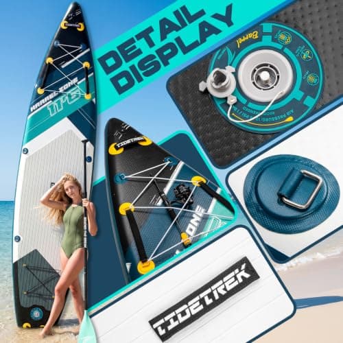 TIDETREK 11'6" Inflatable Stand Up Paddle Boards, Premium SUP Accessories, Non-Slip Comfort Deck for Youth & Adults (Midnight Tide) - Thumbnail 6