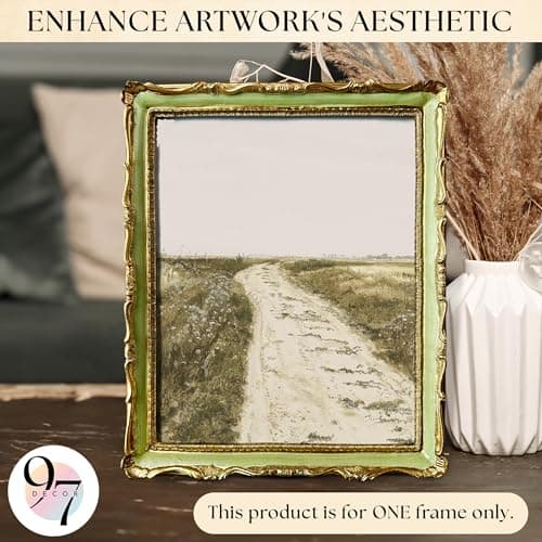 97 Decor 8x10 Vintage Picture Frame - Antique 8x10 Picture Frame Green, Elegant Antique Frames 8x 10, Fancy 8 X10 Frames For Wall Hanging - Thumbnail 2