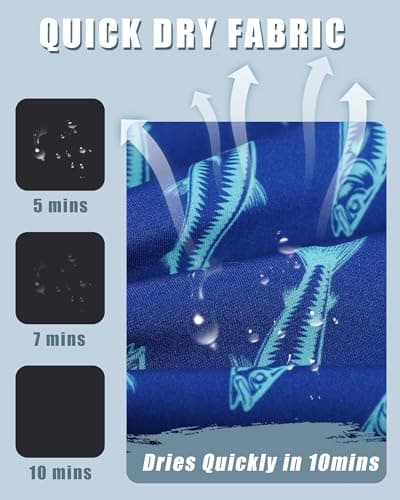 westwolf Little Boys Swim Trunks Size 6 7 Fish Blue Swimm Shorts for Boys 6 7 Running Cycling Bathing Suits for Boy Kids Lightweight Fish Blue Swimsuits Childs Sports Surfing Board Shorts - Thumbnail 5