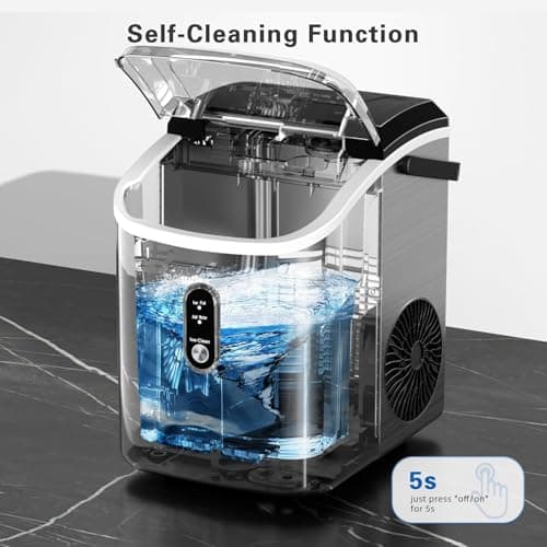 Antarctic Star Nugget Ice Maker Countertop with Handle, Stainless Steel, 35Lbs/24Hrs,7 Mins Ice Making, Pellet Ice Maker with Ice Basket/Ice Scoop for Home/Bar/Party/Office - Thumbnail 6