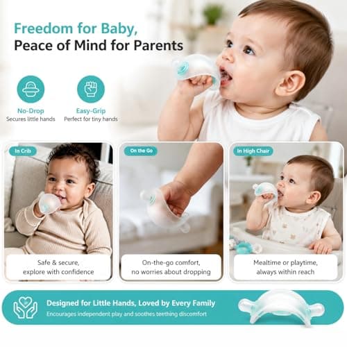 Garkoko Baby Teething Toys for 3–6 6-18 Months – Silicone BPA-Free No-Drop Wrist Teether, Baby Teether Toy for Teething Relief - Thumbnail 3