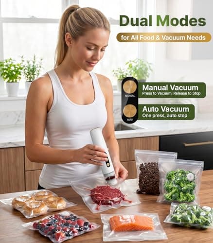 Compact Handheld Vacuum Sealer for Food, Portable Wireless Vacuum Sealer with 60kPa Suction, Dual Modes, Visible Water Reservoir, Includes Complete Set for Food Preservation - Thumbnail 4