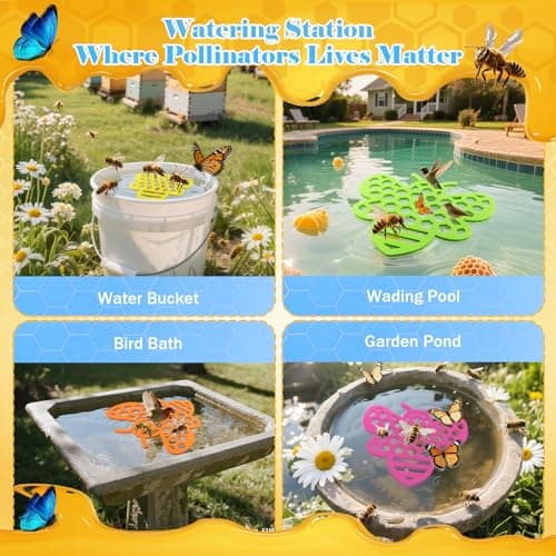 Floating Bee Island Watering Station - 5 Pack, Bee-Friendly EVA Foam, No Sinking, ​Drowning-Proof, Fade-Proof, Pre-Cut, Birdbath, Pools & Garden Hydration Solution for Pollinators (6.3 Inch) - Thumbnail 3