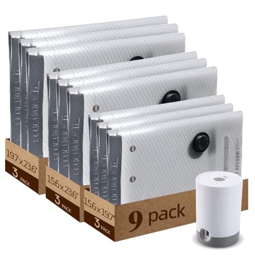 9 Packs Jumbo Vacuum Storage Bags With Vacuum Pump Extra Large Compression Bags for Clothes Bedding, Space Saver for House Moving & Home Organization, Travel Luggage Organizers - Image 1