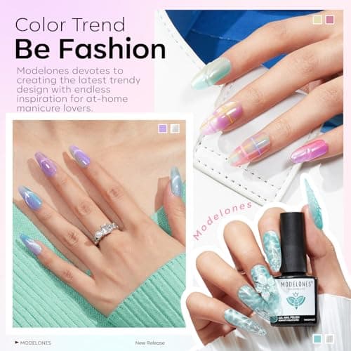 modelones Gel Nail Polish Set, 6 Colors 2026 Spring Summer Silver Cat Eye Gel Polish Translucent Pastel Sheer Pink Yellow Lavender Purple Baby Blue Mint Green Jelly Nail Polish W Magnet LED DIY Gift - Thumbnail 3
