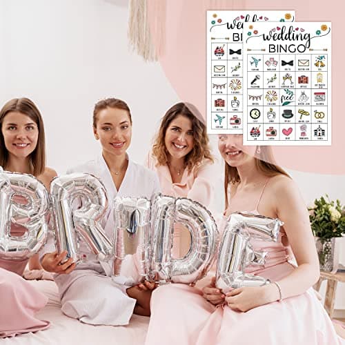 RLCNOT Wedding Party Bingo Game, 24 Players Bingo Game, for Bridal Shower Wedding Shower, Engagement Bachelorette Party, Reception Activity Supplies - 001 - Thumbnail 5