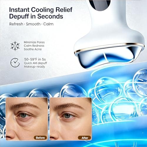 RFVDC Cold Heat Gua Sha Facial Neck Lymphatic Massager, 7-in-1 LED Red Light Face Depuffer Sculpting Tool, Hot Electric Gua Sha Lift Device & Cooling Depuffing Wand, for Contouring, Firming - Thumbnail 4
