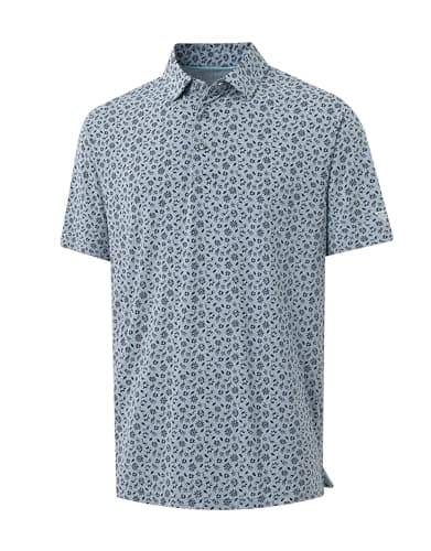 M MAELREG Mens Golf Shirts Short Sleeve Pattern Moisture Wicking Quick Dry Collared Athletic Mens Golf Polo Shirt - Image 1