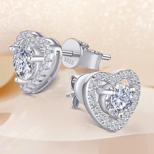 JACUPO Heart Moissanite Earrings Brilliant Jewelry for Women S925 Sterling Silver for Mother Love Friend Mother’s Day Birthday Gift for Her (0.5CT) - Thumbnail 5