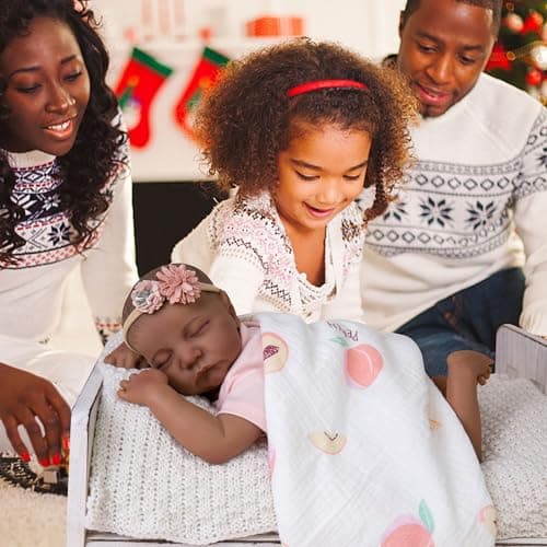 Milidool Lifelike Black Reborn Baby Dolls Girl - 18 Inch Realistic Girl Baby Dolls Black American Newborn Weighted Real Life Baby Dolls with Complete Accessories Gift Set for Kids 3+, Grandparents - Thumbnail 3