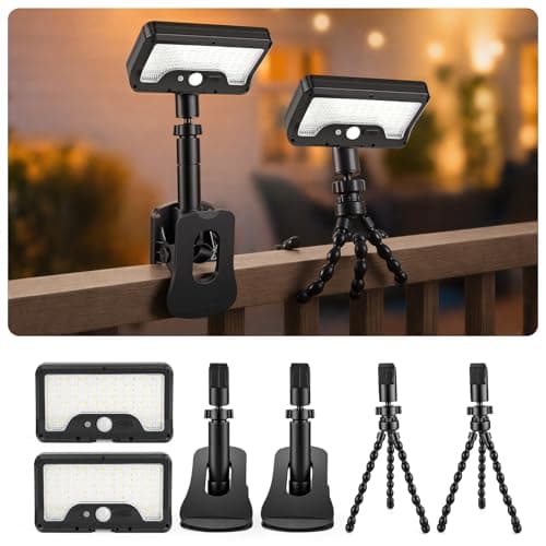 2 Pack Clip On Solar Lights Outdoor with Octopus Tripod, 3 Color Temps & Remote Control, Motion Sensor Fence Lights Solar Powered, IP65 Waterproof Security Light for Outside, Deck, Gutter, Camping - Image 1