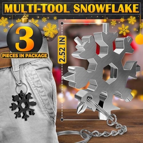 18 in 1 Snowflake Multi Tool Set of 3 – Compact and Portable Stainless Steel Snowflake Multitool Keychain Screwdriver | Keychain Bottle Opener for Men | Universal Use for Travel, Home and Work - Thumbnail 2