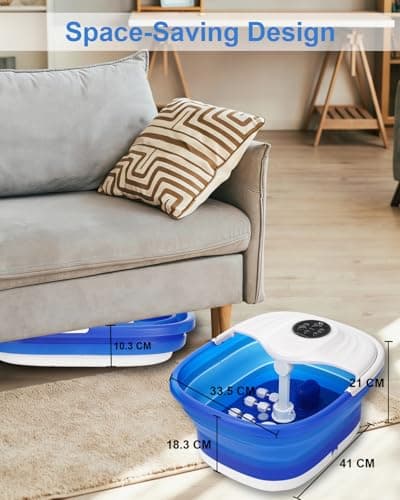 Misiki Collapsible Foot Spa Bath with Heat, Remote Control & 16 Massage Rollers, Fast Heating Pedicure Tub for Relaxing Tired Feet, Foot Soaker with Surf & Red Light, Fits Men Size 12 (Royal Blue) - Thumbnail 5