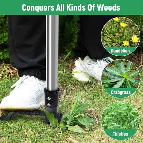 GOXAWEE Weed Puller Tool, 4-Claw Stand Up Weeder with Adjustable 46” Handle for Remove Weeds Without Bending, Pulling or Kneeling - Thumbnail 4
