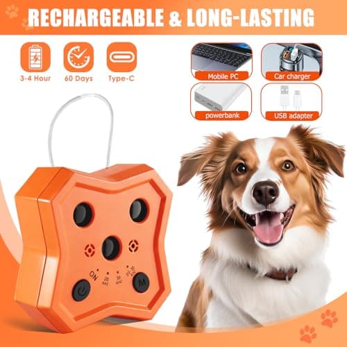 Anti Barking Device for Dogs: Ultrasonic Dog Bark Deterrent Devices with 3 Training Modes 50 FT | Dog Barking Silencer Bark Box for Indoor Outdoor | Stop Barking Control Device for Dogs (Orange) - Thumbnail 6