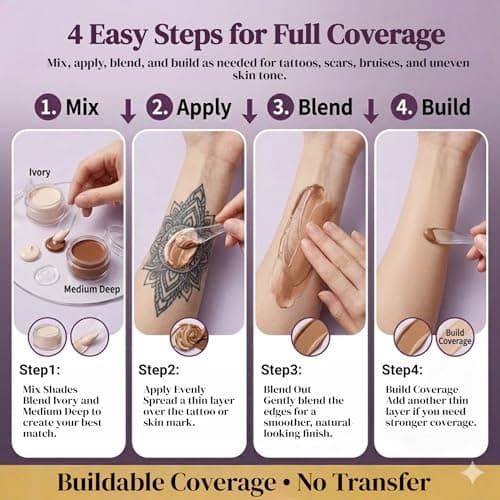 Tattoo Cover Up Makeup Waterproof, Full Coverage Body Concealer - Thumbnail 6