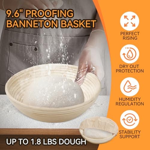 Cast Iron Dutch Oven for Bread Baking, Banneton Bread Proofing Basket Sourdough Bread Baking Supplies, 2-in-1 Dutch Oven Pot with Skillet Lid Cooking Pan Handles Lame, 5QT - Thumbnail 3