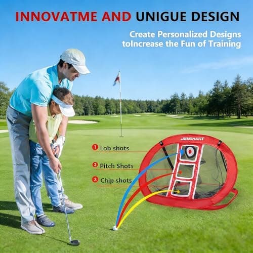 10x7ft Golf Practice Net with Chipping Target, Foldable Mat, 8 Tees & 6 Balls – All-in-One Golf Hitting Net for Backyard, Indoor Outdoor Use, Includes Carry Bag for Easy Storage - Thumbnail 2