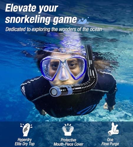 Aegend Diving Dry Snorkel for Adult & Youth - Snorkeling Gear with Top Dry Valve, Perfect for Snorkeling, Freediving, Swimming and Scuba Diving - Thumbnail 6