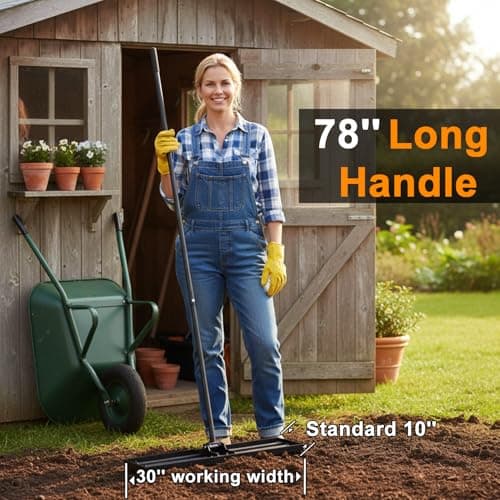 G GREENLY-AG 30" Heavy Duty Lawn Leveling Rake, 6.5FT Soil Leveler Tool - Thumbnail 3