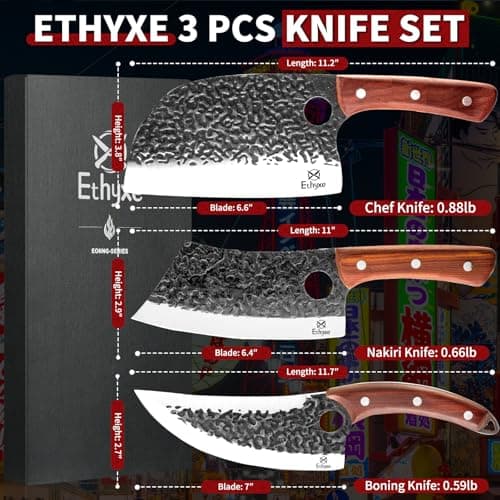 Ethyxe Butcher Knife Set – 3PCS Hand Forged Kitchen Knife Set - Thumbnail 2