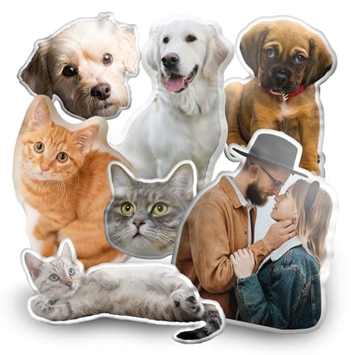 thobac Pet Photo Custom Pillow - Memorial Gift for Pets in Cat and Dog Face Shape, Ideal for Valentine’s Day and Father’s Day