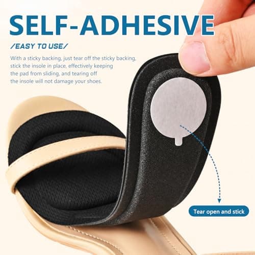 XINIFOOT 4 Pairs High Heel Inserts Women, 3/4 Length Women Thin Shoe Insoles for High Heels, Pumps, Open Toes, Flats, and Sandals, Cushion for Heel and Ball of The Foot, Shock Absorption (Beige) - Thumbnail 6