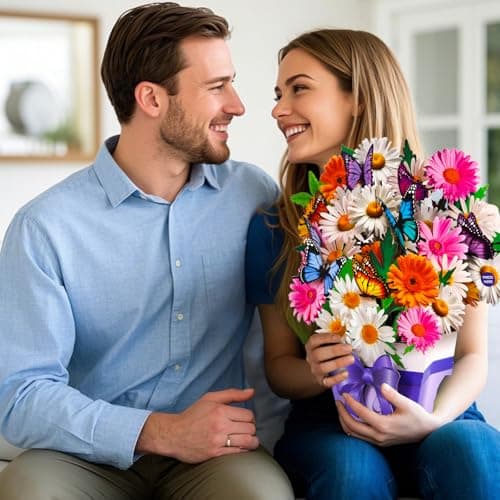 APOTODITO Butterfly Cards with Music and Light, Flower Bouquet Card, Mothers Day Cards, Mothers Day Gifts for Mom, Women, Wife, Sister (daisy and butterfly) - Thumbnail 4