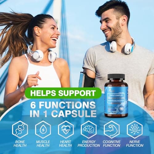 ASSR Triple Magnesium Complex – 300mg Magnesium Supplement with Glycinate, Malate & Citrate – Supports Relaxation, Muscle & Nerve Function – High Absorption, Vegan, Non-GMO, 120 Capsules - Thumbnail 4