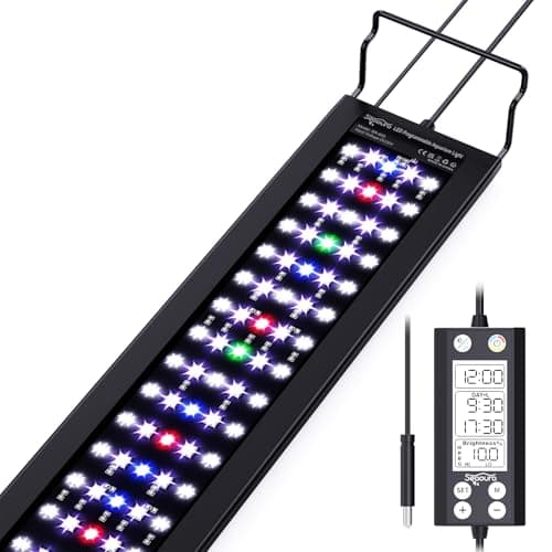 SEAOURA Aquarium Light with Temp Alarm, 36-42in Full Spectrum LED Lights, 24/7 Programmable with Power Off Memory, WRGB Custom, 20 Level Dimmable Brightness for Freshwater Fish Tanks