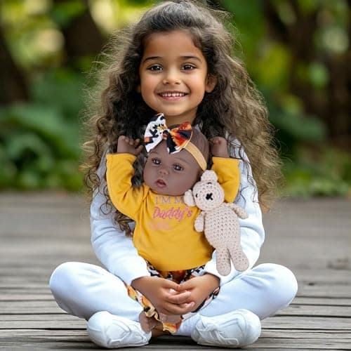 Milidool Lifelike Black Reborn Baby Dolls Girl - 18 Inches Realistic Girl Baby Doll Black American Newborn Weighted Real Life Baby Dolls, Girls Gifts Set for Kids 3+, Pretend Play, Collection - Thumbnail 3