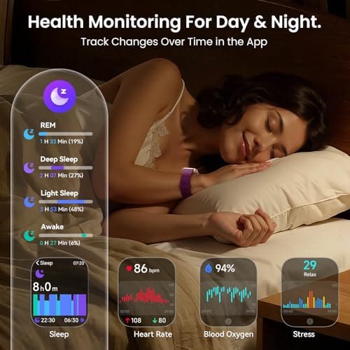 Smart Watch for Women Men, Smartwatch Compatible iPhone/Android/Samsung (Answer/Make Call, Alexa Built-in), Smart Watches with Health Monitor, Activities Track, 3ATM Waterproof Fitness Watch-Purple - Thumbnail 2