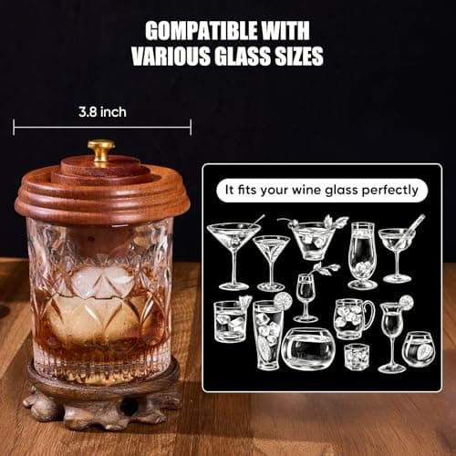 Whiskey Smoker Kit with Triple-Flame Torch, 18-Piece Cocktail Smoker Kit with 6 Wood Chips, 2 Heavy 10 oz Whiskey Glasses & 2 Ice Ball Molds, Old Fashioned Bourbon Gifts for Men Dad Father, No Butane - Thumbnail 6