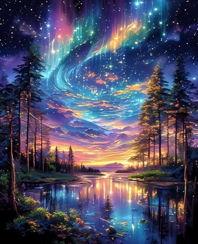 Starry Aurora Lake Puzzles for Adults 1000 Pieces,Impossible Hard Challenging Jigsaw Puzzles,Thick Pieces with Matte Finish,Relaxing Night Sky Wall Art Decor,Stress Relief Gifts for Mom Dad