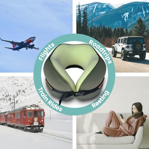 Cesperi® Travel Neck Pillow for Airplanes, Ergonomic Design for Petite Neck, Airplane Neck Pillow with Memory Foam, Travel Essentials for Flights, Car Rides, and Home Rest, Small (Avocado Green) - Thumbnail 6