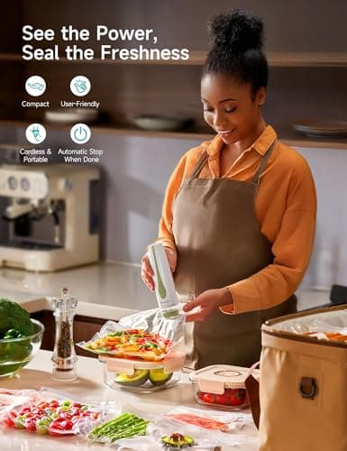 HiCOZY Vacuum Sealer for Food with Visible Water Tank, Powerful Compact Handheld Vacuum Sealer Machine with LED Battery Display, 30 BPA-Free and Reusable Bags, Green - Thumbnail 2