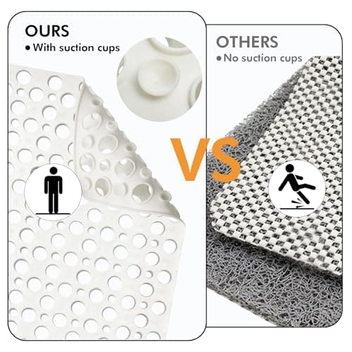 Tiamo Large Non Slip Shower/Bath Mat for Inside Shower, 35.4x23.6 Inch Anti-Slip Shower Stall Mat for Elderly,Extra Long Bathtub Mat for Shower with Big Suction Cups - Thumbnail 4