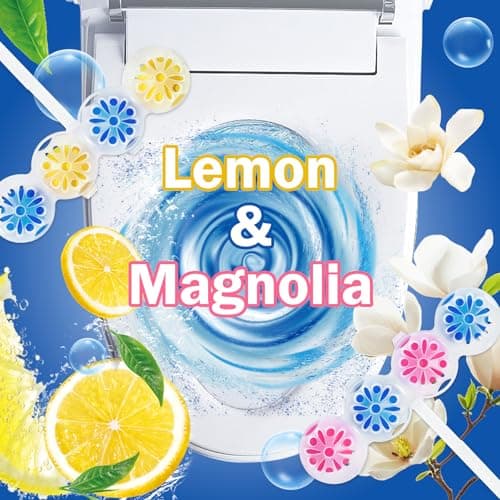 SCENTORINI 4-in-1 Toilet Bowl Cleaner, Rim Hanger Automatic Toilet Bowl Freshener, 4 Lemon & 4 Magnolia Scent, Toilet Bowl Cleaning Balls Long-Lasting up to 30 Days - Thumbnail 2