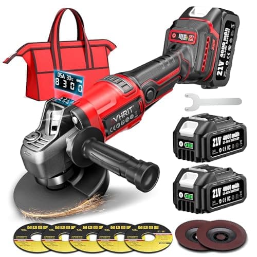 Avhrit Cordless Angle Grinder 4-1/2 Inch, 21V Brushless Battery Grinder Tool with 2×4.0Ah Batteries, Adjustable 3-speed with LED for Metal Cutting, Grinding, Rust Removal - Image 1