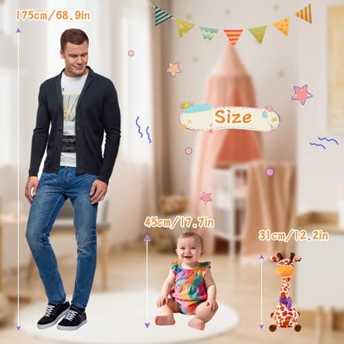 LLUKEME Dancing Giraffe Toy Stuffed Animal Baby Toys Singing Song Toddlers Toy Repeats What You Say Glowing Musical Toy for Baby Birthday Gift Groovy Giraffe Toy (Giraffe Toy) - Thumbnail 4