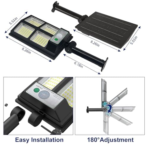 WaitScher Solar Motion Lights Outdoor Waterproof 10000LM LED Security Flood Lights Dusk to Dawn for Outside Yard, Driveway, or Garden Path 2 Pack - Thumbnail 6