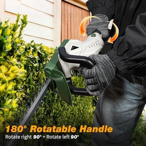20'' Hedge Trimmer Cordless, 2 x 4.0Ah Electric Brushless Handheld Bush Clipper with Battery and Fast Charger, Power Digital Display Grass Shrub Trimmer Rotatable Head, Lightweight & 2/3" Blade Gap - Thumbnail 6