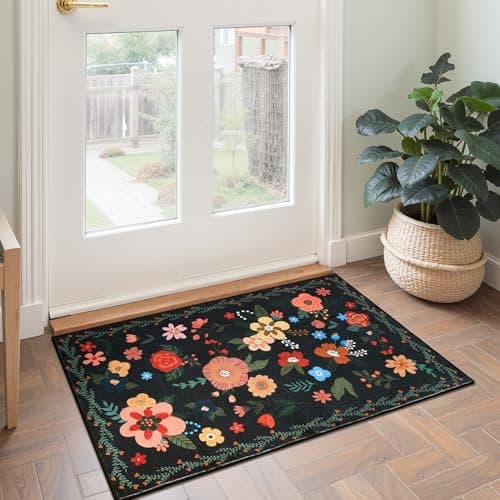 GRANNY SAYS Front Door Mat Indoor Entrance, Indoor Doormat, 2x3 Washable Runner Rug for Kitchen, Low Profile Entryway Rug, Stain Resistance Mat, Non-Slip Kitchen Rugs, Small Doormat, Boho Floral - Image 1