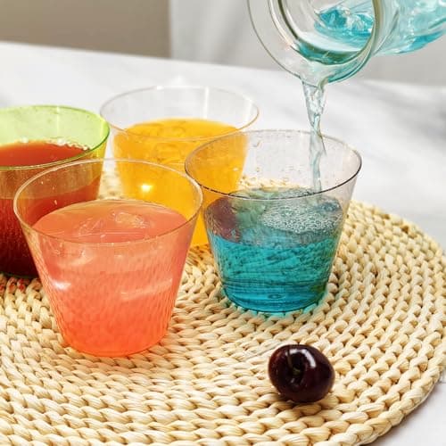 KINGSUSLAY 50Pack Glitter Sliver Plastic Cups, 9 oz Clear Fancy Disposable Cups,Clear Plastic Tumblers for Weddings,Birthday,Thanksgiving, Christmas,Halloween as Party Cups. - Thumbnail 6