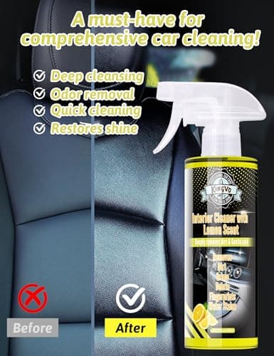 Kingvo Car Interior Cleaner, Interior Cleaner Carpet Dashboard Vinyl Sofa Leather Shiny Car Stuff Detailing Kit Cleaning Supplies,Lemon Scent - Thumbnail 6