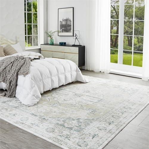 Auemtyn 9x12 Area Rug for Living Room, Washable Rug with Non Slip Backing, Low Pile Carpet for Bedroom, Dinning Room (Vintage Tan) - Thumbnail 3